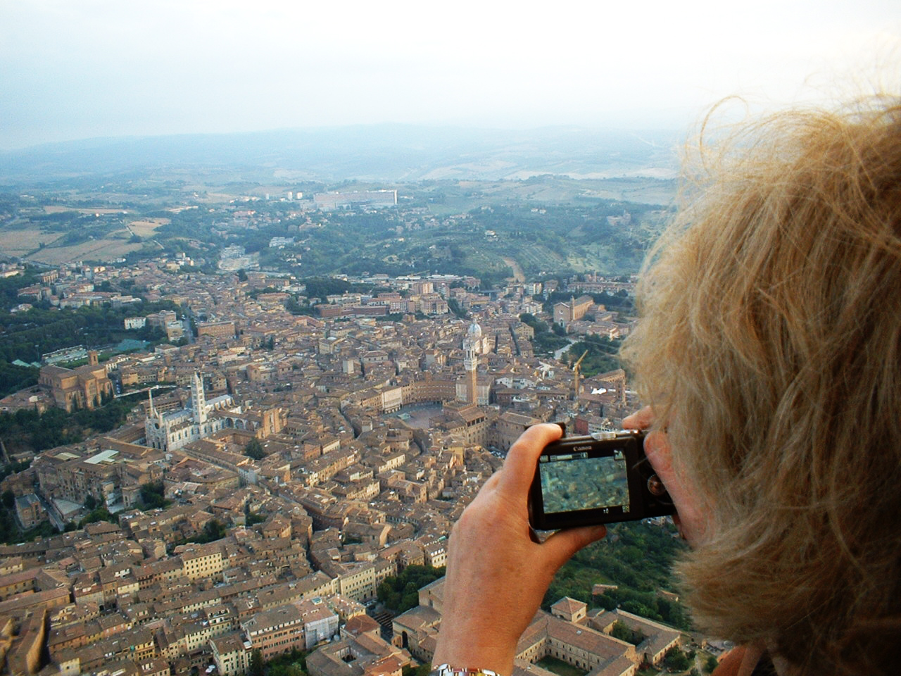 View of Siena from a hot air balloon