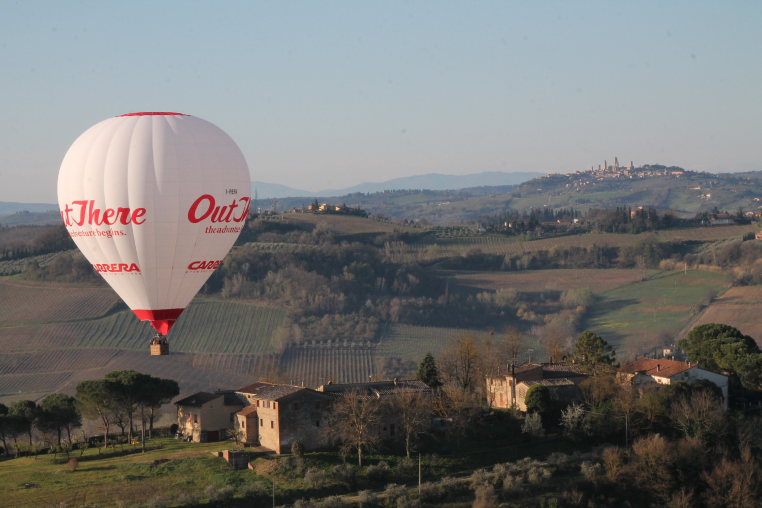 Hot air balloon in San Gimignano